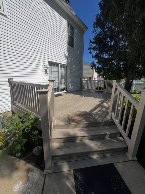 Multi-level deck attached to home